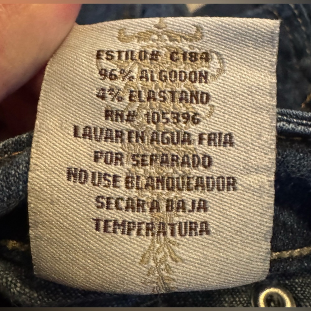 C’est-Toi Premium Y2K Denim Blue Cropped Jeans w/ Stretch & Rhinestone Buttons - Picture 10 of 14